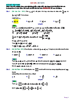 Bài tập Đại số Lớp 12 - Chủ đề 4 Số phức (Có đáp án)